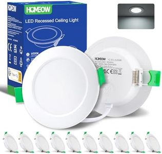 HOMEOW Spot LED Encastrable Extra Plat 68mm, Spot Etanche Salle de Bain IP44, 5W 400 Lumen Spots Encastrés Blanc Froid 6000K, Trou 68-78mm, AC 220-240V, Lot de 10