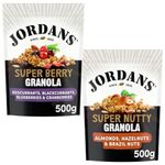 Breakfast Cereal Bundle With Jordans Super Berry Granola 500g and Super Nutty Granola Breakfast Cereal 500g (2 Pack)