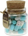 Infmetry Cute Capsules in a Glass Bottle Lovely Pill Notes Couples Gifts for Her Him Boyfriend Girlfriend Mom Birthday Anniversary Valentines Mothers Day Gifts (Light Blue 25pcs)