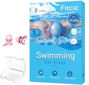 Fitciz Ear Plugs for Swimming Kids, 2 Pairs Water Swim Ear Plugs with Delicate Case for Children, Comfortable Waterproof Swimming Earplugs for Kids, Age 6-7,8-10,11-14, Swimmers (Pale Pink - Kids Edition)
