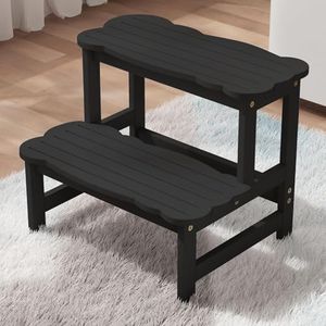 COSYLAND Step Stool for Toddlers - Two Step Stools Toddler 300 lbs Capacity with Safety Non-Slip Design, Bamboo Step Stool for Bathroom, Kitchen Dual Height Step Stools for Kids Black