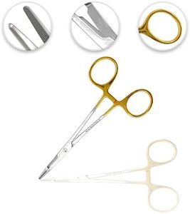 Cynamed TC Olsen Hegar Needle/Suture Holder Driver with Tungsten Carbide Inserts and Gold Rings - Premium Grade Instrument - Hemostat with Scissors (6.5 in.)