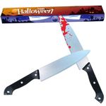 2024 New Halloween Fake Knife Prop 2pcs Classic Fake Knife Plastic Halloween Prop Knife Fake Butcher Knife Halloween Classic Horror Props