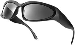 YUELUQU Y2K Wrap Around Sunglasses Men's Women's Futuristic Outdoor Sports Sunshade UV400 Glasses (Black Frame/Grey Lens)