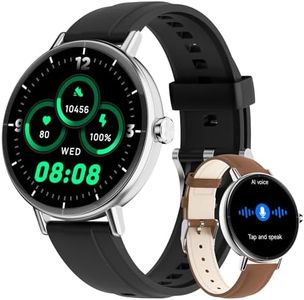 Smart Watches for Men/Womem,1.27" HD Fitness Watch Answer/Make Call, Heart Rate/Sleep/SpO2，Round Smart Watch for iPhone/Samsung/Android,IP68 Waterproof，110+ Sport Mode-Black(2 Bands)