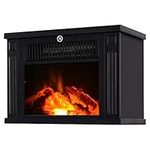 HOMCOM 14" 1000W Mini Standing Electric Fireplace Portable Heater with Overheating, Black