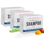J·R·LIGGETT'S All-Natural Moisturizing Shampoo Bar | Solid Dry Fragrance-Free Bar For Frizzy And Damaged Hair | Sulfate-Free With Antioxidants and Vitamins | Set of 3 | Moisturizing | 3.5 Ounces