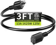 16/3 3FT 13A 125V 1625W, Black Indo