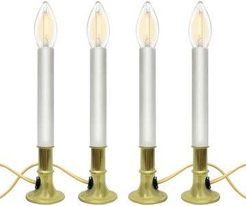 Abeja 4 Pack Christmas Electric Window Candle Lights, Gold Plating Base Candle Lights with C26 3V LED Bulbs, 5Ft Beige Cord Plug in Ready to Use for Dining Table Xmas Decor