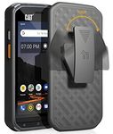 CAT S48c Case with Clip, Nakedcellphone [Black Tread] Kickstand Cover with [Rotating/Ratchet] Belt Hip Holster Holder Combo for Caterpillar CAT S48c Phone (Verizon, Sprint, Unlocked)