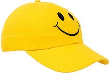 Ann Arbor T-shirt Co. Smiling Face Hat | Cute Happy Mom Dad Teacher Yellow Baseball Cap for Men Women