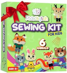 Beginner Sewing Kit for Kids - Sew & Create 6 Adorable Stuffed Animal Projects - Fun DIY Craft Set for Ages 6 and up - Educational & Creative Sewing Kit for Girls & Boys - Gift for Young Crafters