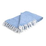 YOGAVNI Yoga Blanket Deluxe Mexican Blanket - Solid Colour Throw Blanket Meditation, Yoga, Decor, or Outdoor and Camping Accessory Premium Hand Woven Recycled Fiber - Light Blue