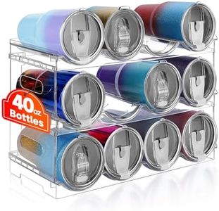 Amaoot Large Compartment Water Bottle Organizer Rack,3 Pack Stackable Tumbler Storage for Kitchen Fridge Cabinet Organization and Storage,Wine/Drink/Water Bottle Storage Organizer