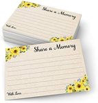 321Done Share a Memory Card (50 Cards) Sunflower Large, 4x6 for Celebration of Life Birthday Anniversary Memorial Funeral Graduation Bridal Shower Game - Made in USA - Rustic Tan