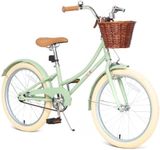 Bixike Retro Design Girls Bike with Basket and Coaster Brake for 3-13 Years Old Kids, 14 16 18 Inch Kids Cruiser Bicycle for Toddlers with Training Wheels, 20 Inch with Kickstand, Multiple Colors