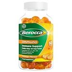 Berocca Immuno Gummy Vitamins, Orange Flavour, Bursting with Immune System Supporting nutrients, Vitamins D, C, A, B6, B12 and Mineral zinc All Support The Immune System, 60 chewable Gummies