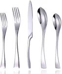 Lemeya 20-Piece Silverware Set for 4,Heavy Duty 18/10 Stainless Steel Cutlery Set with Forged Stand Knife,Modern Flatware Utensils Set,Forks Spoons and Knives Set,Mirror Polished,Dishwasher Safe