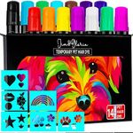 Jim&Gloria Washable Pet Hair Dye with Stencils, Temporary Fur Color Chalk Painting Pens, Party Gift Grooming Boy Girl Dog Accessories Kit, Farm Animal Marking Paint for Cattle Horses – 14 Markers