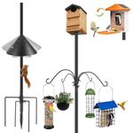 Apobob 92 Inch Smart Bird Feeders Pole for Outdoor, Apobob Heavy Duty Bird House Pole Bird Feeding Station Kit with Squirrel Proof Baffle, Wild Bird Feeder Stand Hanging Kit for Bird Watching