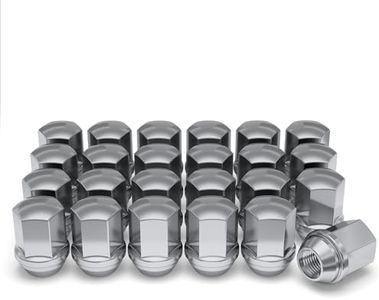 White Knight M14x1.5 Lug Nuts for Select GM and CDJR, Solid Piece Factory Style Chrome Standard (1.56") Duplex Bulge Acorn - 1709D-24AM, 24 Pack