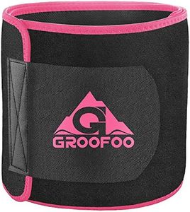 GROOFOO Waist Trimmer Belt, Neoprene Waist Sweat Trainer for Women Men Weight Loss, S/Pink