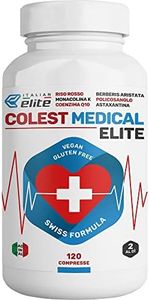 Colest Medical, Integratore per Colesterolo e Trigliceridi con Riso Rosso Fermentato, 120 cpr. Monacolina K, Coenzima Q10, Acido Folico, Cardo Mariano, Berberina, Astaxantina.