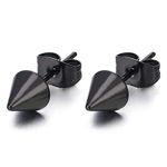 Stainless Steel Small Black Arrow Spike Stud Earrings for Men and Women, 1 Pair(CA)