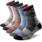 FEIDEER Men's Hiking Walking Socks, 5 pack Outdoor Recreation Wicking Cushioned Quarter Crew Socks for Men (5MS20205-XL)