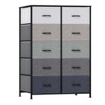 LLappuil Dresser for Bedroom with 10 Drawer, Tall Dressers Chest of Drawers for Closet Living Room Hallway, Fabric Storage Tower for Clothes with Sturdy Frame, Wood Board, Wood Handles, Grey