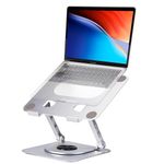 Crumya Laptop Stand - Aluminum Alloy Stand 360 Degree Rotation PC Foldable Ergonomic, Height and Angle Adjustable, Compatible with iPad, Laptops and Tablets under 17 Inch (Silver)