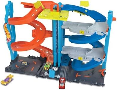 Hot Wheels City Toy Car Track Set, Transforming Race Tower, Single to Dual-Mode Racing, with 1:64 Scale Vehicle, 2 Ways to Race