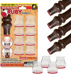 Ruby Sliders As Seen On TV by BulbHead - Red Means They’re Authentic - Premium Chair Covers Protect Hardwood & Tile Floors from Scratching - Fits Most Furniture Leg Sizes & Shapes - 8 Pack