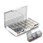 Eleven Rings Weekly Medicine Organizer Box For Storing Pill Tablet With Name Tag For Daily Travel | Moistureproof & Portable Pill Box Case Organiser With 21 Big Compartments, 3 For Each Day. (White)