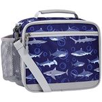 Choco Mocha Shark Lunch Bag for Boys, Kids Blue Insulated Lunch Bag for School Picnic with Strap, Childrens Lunch Box Cooler Bag with Bottle Hoder