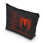 LEVLO Spider Movie Makeup Bag Movie Fans Gift You are Braver Stronger Smarter Than You Think Spider Makeup Zipper Pouch Bag, Spider Black