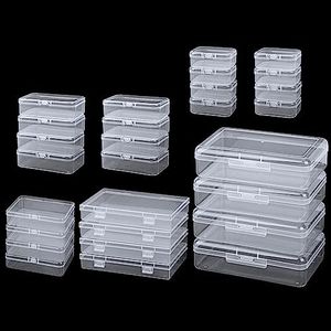 QUEFE 28 Pack Small Plastic Storage Boxes Craft Organizers Rectangular Containers with Lids for Bead, Jewelry, Office Supplies Small Items