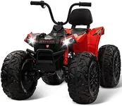 24V Kids ATV, 2 Seater Ride On Car, 17.3" Big Wheel Ride On Toys for Big Kids, 4WD Kids 4 Wheeler 400W Powerful Engine Quad with 7AHx2 Battery, Led Light & Music Electric Car for Kids Ages 4-8 Red