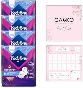 Body form Ultra Goodnight Sanitary Towels with Wings, 32 (8 x4 Packs) Period Pads for Night use, Super Heavy Flow, Cour-V Ultra Night (Pck of 4)
