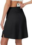 FitsT4 Sports Women's 20'' Swim Skirt Skort with Pocket High Waisted Modest Swimsuit Bathing Suit Bottoms Black XXL