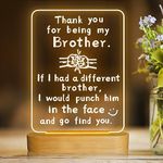 CooPark Brother Gift Lamp, Birthday Day Gift from Brother Sister Warm White Night Light, Bedroom Plug in LED Decor Best Xmas Halloween Birthday Presents, Thank You for Being My Brother