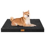 Patas Lague Checkered Orthopedic Dog Bed for Medium Dogs 76x51cm, Waterproof Medium Dog Beds with Removable Washable Cover, Egg Crate Foam Pet Bed Mat with Nonskid Bottom, Black