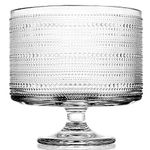 MDLUU Glass Trifle Bowl with Pedestal, 3.43qt Footed Dessert Stand, Vintage Centerpiece Bowl for Layered Cakes, Fruits, Salad (Raindrop Pattern)