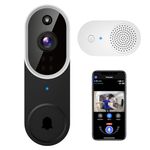 Guggre 1080P Smart Video Doorbell Camera Wireless, Chime Included, AI Human Detection, 2.4GHz WiFi, Night Vision, Cloud Storage, Indoor Outdoor Surveillance, Battery Powered, 2-Way Audio (White)