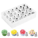 Netizen 24 pcs Stainless Steel Nozzles Set for Cake Decorating for Icing on cakes, cupcakes and pastry, cake nozzle set, nozzle set, cake making set, nozzle for cake etc