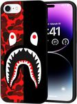 UIHDJNA Funny Shark Face Pattern Compatible with iPhone 7/8/SE Case, Cool Shark Teeth for iPhone 7/8/SE Cover Case Soft Silicone TPU Shock Protective Case for Girls Boys Women 4.7 inch