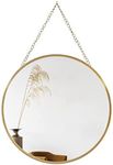 Hanging Circle Mirror Wall Decor Gold Round Mirror with Hanging Chain for Bathroom, Bedroom, Vanity, Living Room, Entryway, 10 Inch X 10 Inch