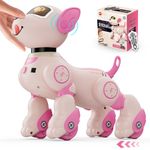 VATOS Robot Dog Toy for Kids, Voice & 2.4GHz Remote Control Robot Pet with Interactive Touch Sensors, Over 20+ Responses, Program Mode, Robotic Puppy STEM Toy for Kids Boys & Girls Over 3 (Pink)