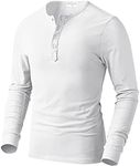 Derminpro Men's Henley Cotton Casual Short/Long Sleeve Lightweight Button T-Shirts, White # Henley Neck, XX-Large