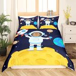 Homewish Astronaut Capybara Duvet Cover Single, Outer Space Bedding Set, Cosmic Planet Galaxy Universe Comforter Cover, Moon Stars Rocket Earth Wild Animal Bedroom Decor Quilt Cover for Kids Boys